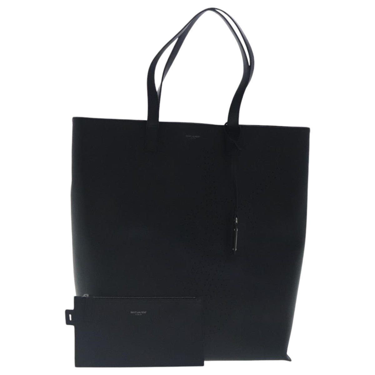 SAINT LAURENT Tote Bag Leather Black Auth bs19023