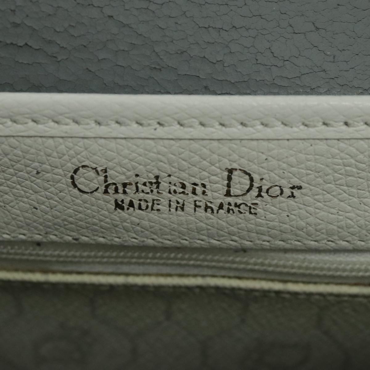 Christian Dior Honeycomb Canvas Shoulder Bag PVC White Gold Auth bs19031