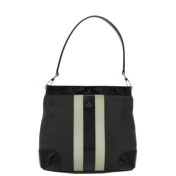GUCCI Shoulder Bag Canvas Black Gold 001 4231 Auth bs19038