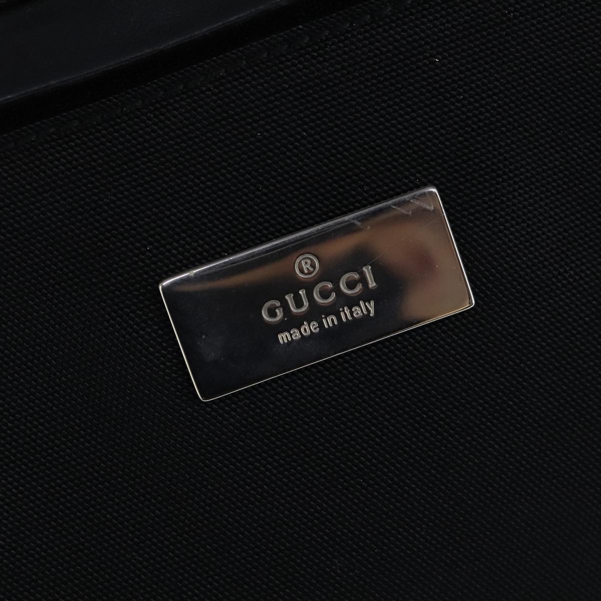 GUCCI Shoulder Bag Canvas Black Silver Auth bs19043