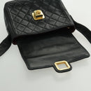 CHANEL Matelasse Shoulder Bag Lamb Skin Black Gold CC Auth bs19046-19