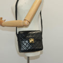 CHANEL Matelasse Shoulder Bag Lamb Skin Black Gold CC Auth bs19046-24