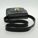 CHANEL Matelasse Shoulder Bag Lamb Skin Black Gold CC Auth bs19046-7