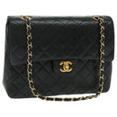 CHANEL Matrasse Chain Shoulder Bag Lamb Skin Black Gold CC Auth bs19047A-1