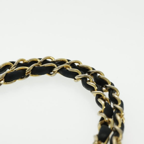 CHANEL Matrasse Chain Shoulder Bag Lamb Skin Black Gold CC Auth bs19047A