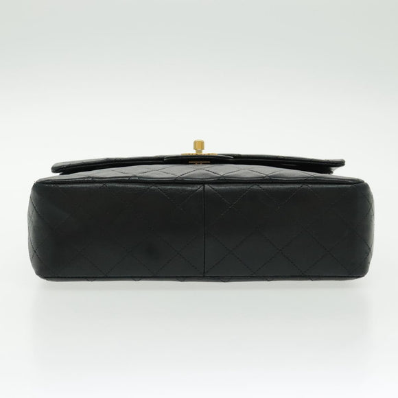 CHANEL Matrasse Chain Shoulder Bag Lamb Skin Black Gold CC Auth bs19047A