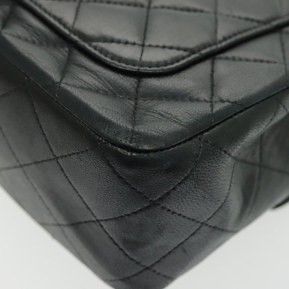 CHANEL Matrasse Chain Shoulder Bag Lamb Skin Black Gold CC Auth bs19047A