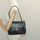CHANEL Matrasse Chain Shoulder Bag Lamb Skin Black Gold CC Auth bs19047A-33