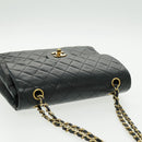 CHANEL Matrasse Chain Shoulder Bag Lamb Skin Black Gold CC Auth bs19047A-6