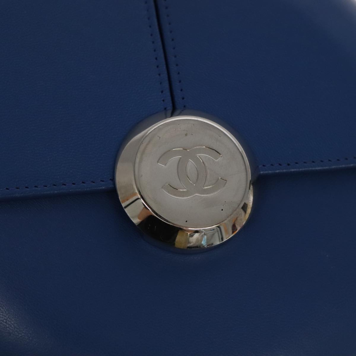 CHANEL Chain Shoulder Bag Lamb Skin Blue CC Auth bs19049A