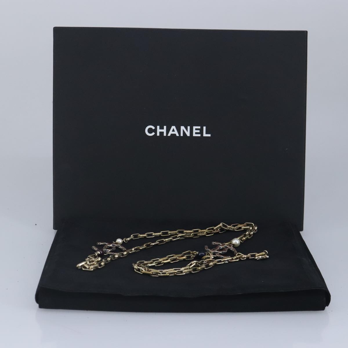 CHANEL Necklace metal Gold Tone CC Auth bs19061