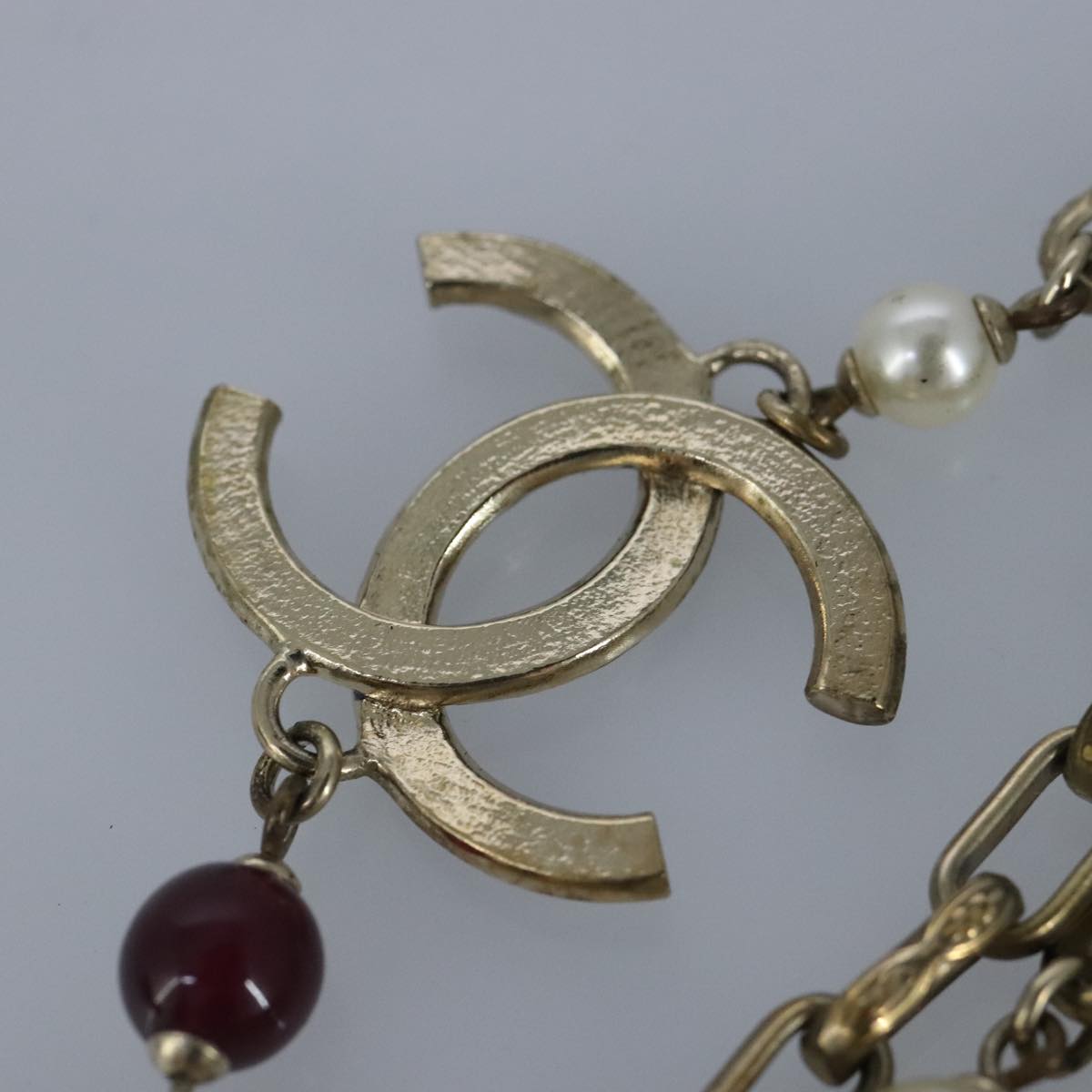 CHANEL Necklace metal Gold Tone CC Auth bs19061