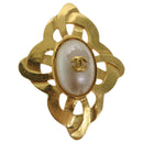 CHANEL Brooch metal Gold Tone CC Auth bs19066-1