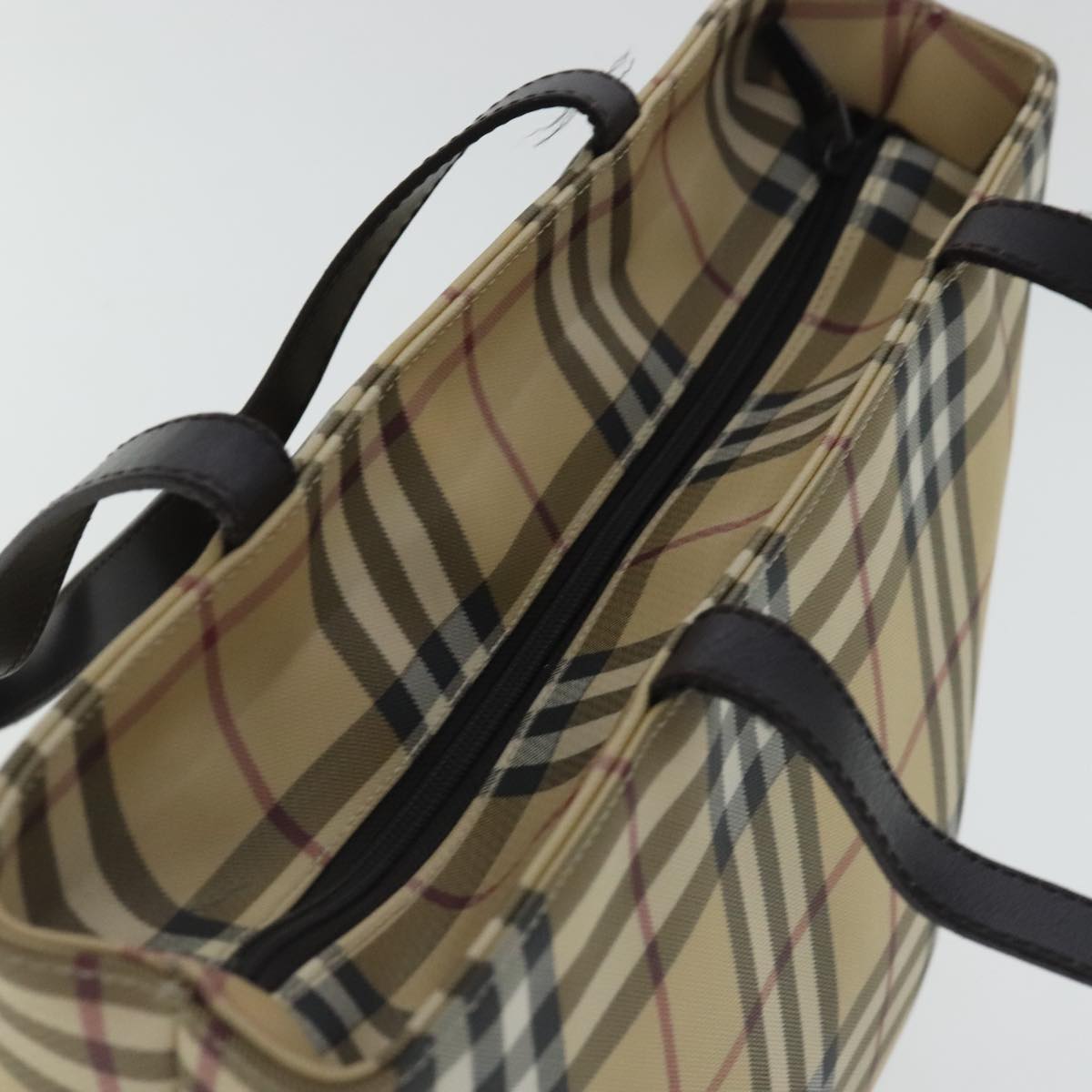 BURBERRY Nova Check Tote Bag PVC Beige Auth bs19070