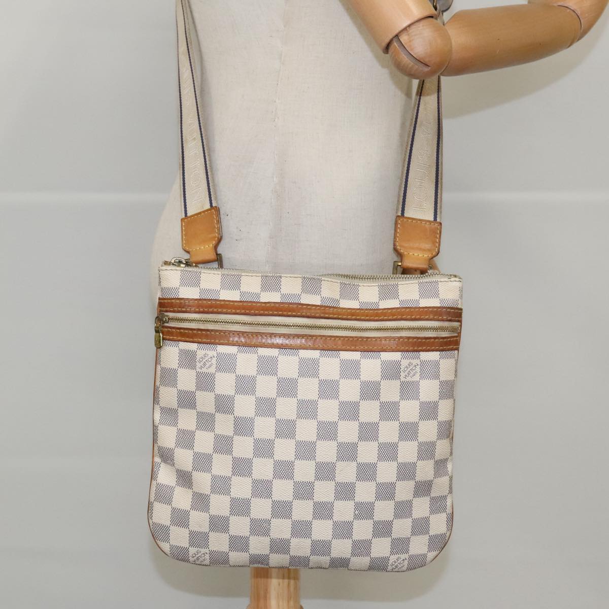 LOUIS VUITTON Damier Azur Pochette Bosphore Shoulder Bag N51112 LV Auth bs19080