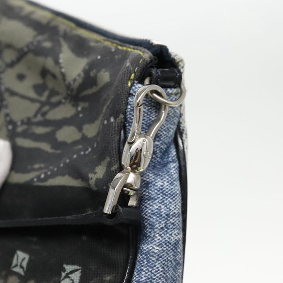 Christian Dior Saddle Pouch Accessory Pouch Denim Blue Silver Auth bs19083