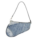 Christian Dior Saddle Pouch Accessory Pouch Denim Blue Silver Auth bs19083-13