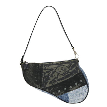 Christian Dior Saddle Pouch Accessory Pouch Denim Blue Silver Auth bs19083 - 0