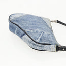 Christian Dior Saddle Pouch Accessory Pouch Denim Blue Silver Auth bs19083-3