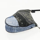 Christian Dior Saddle Pouch Accessory Pouch Denim Blue Silver Auth bs19083-4