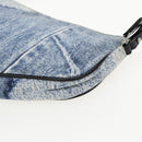 Christian Dior Saddle Pouch Accessory Pouch Denim Blue Silver Auth bs19083-5