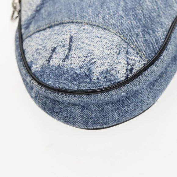 Christian Dior Saddle Pouch Accessory Pouch Denim Blue Silver Auth bs19083