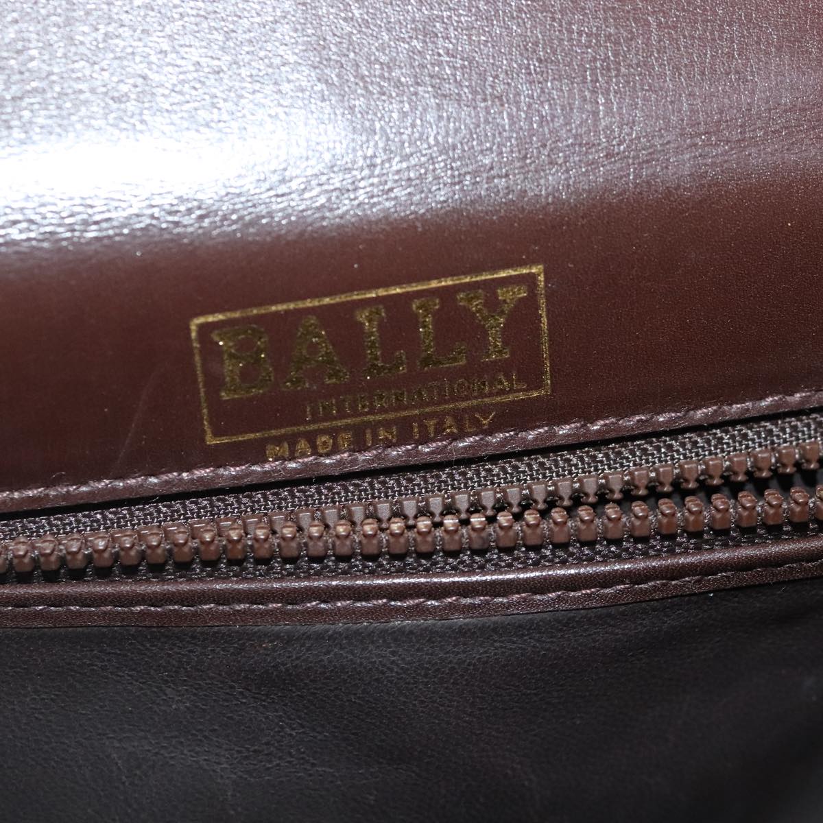 BALLY Shoulder Bag Leather Gold Brown Auth bs19085