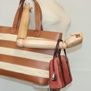 BALLY Tote Bag Canvas Leather 2Set Beige Brown Red Auth bs19097-38
