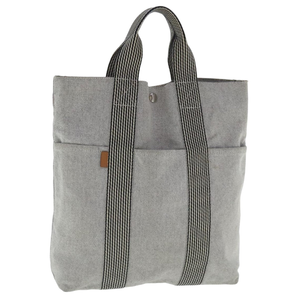 HERMES New Fourre Tout Cabas Tote Bag Canvas Gray Silver Auth bs19098