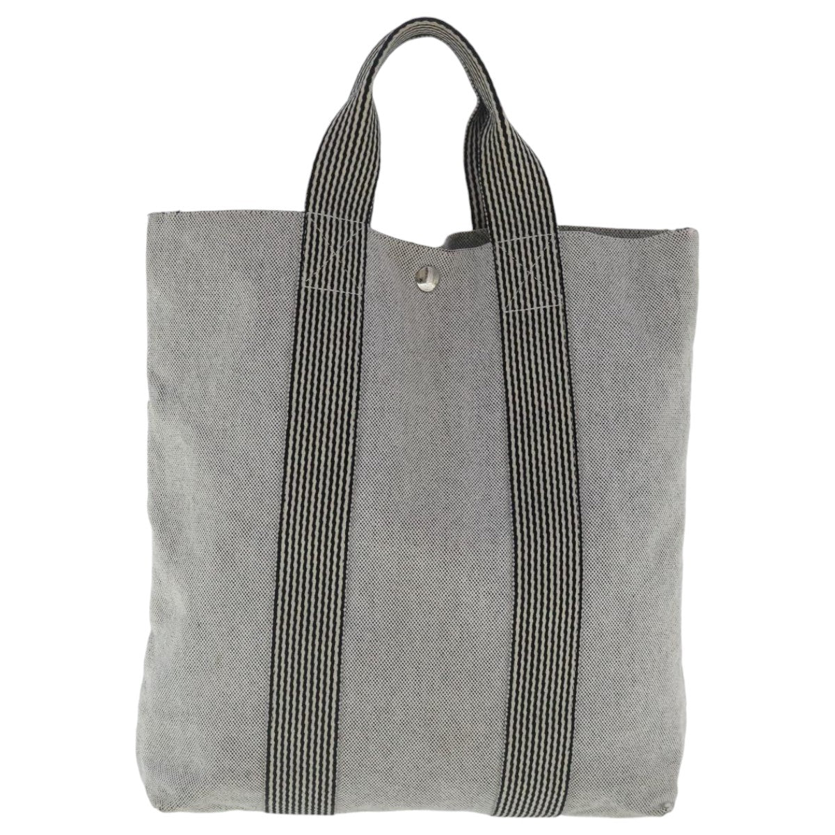 HERMES New Fourre Tout Cabas Tote Bag Canvas Gray Silver Auth bs19098 - 0