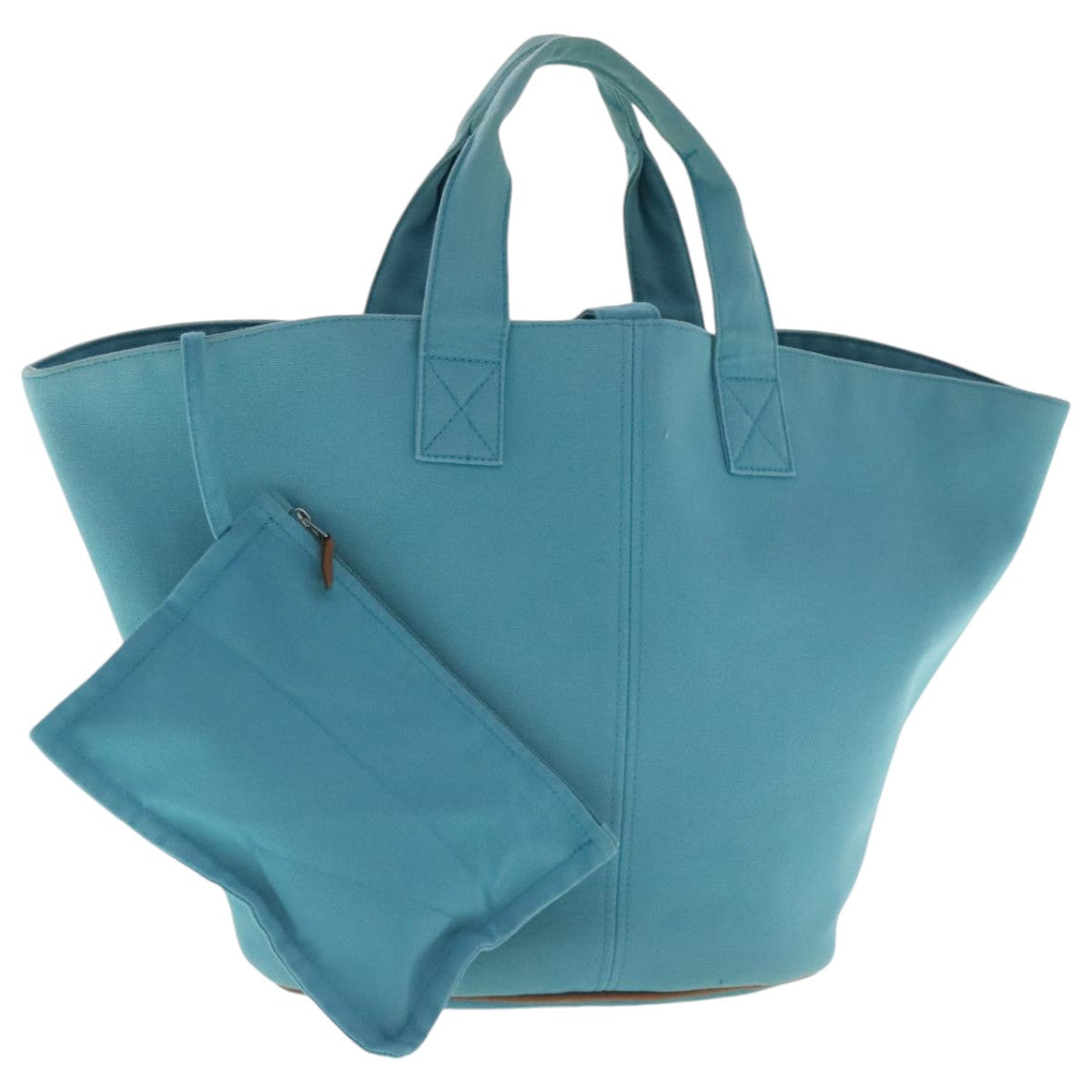 HERMES Panniers Tote Bag Canvas Blue Auth bs19099