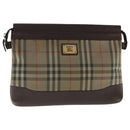 Burberrys Nova Check Clutch Bag Canvas Beige Auth bs19102-1