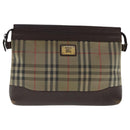 Burberrys Nova Check Clutch Bag Canvas Beige Auth bs19102-13
