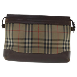 Burberrys Nova Check Clutch Bag Canvas Beige Auth bs19102 - 0