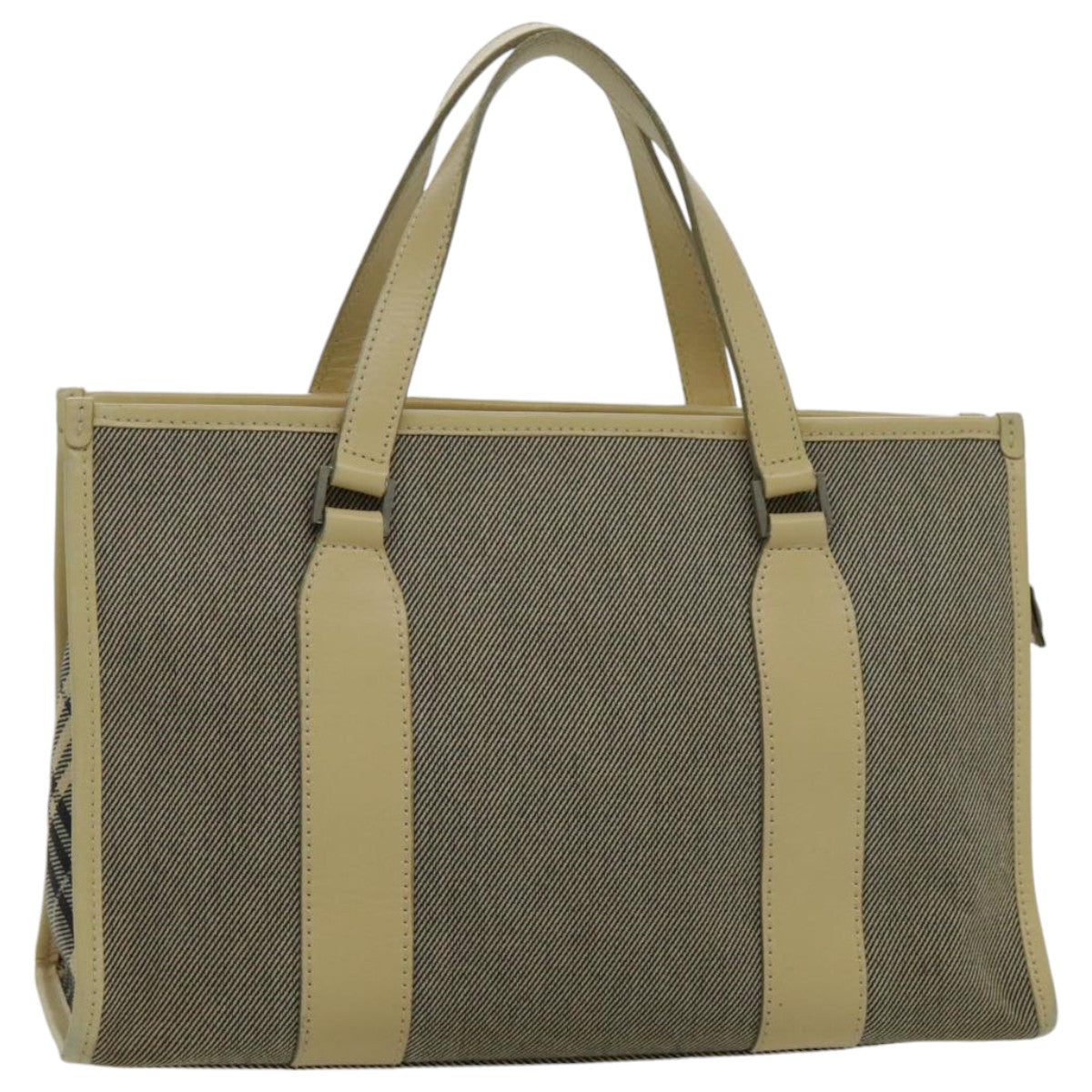 BURBERRY Blue Label Hand Bag Canvas Beige Silver Auth bs19103