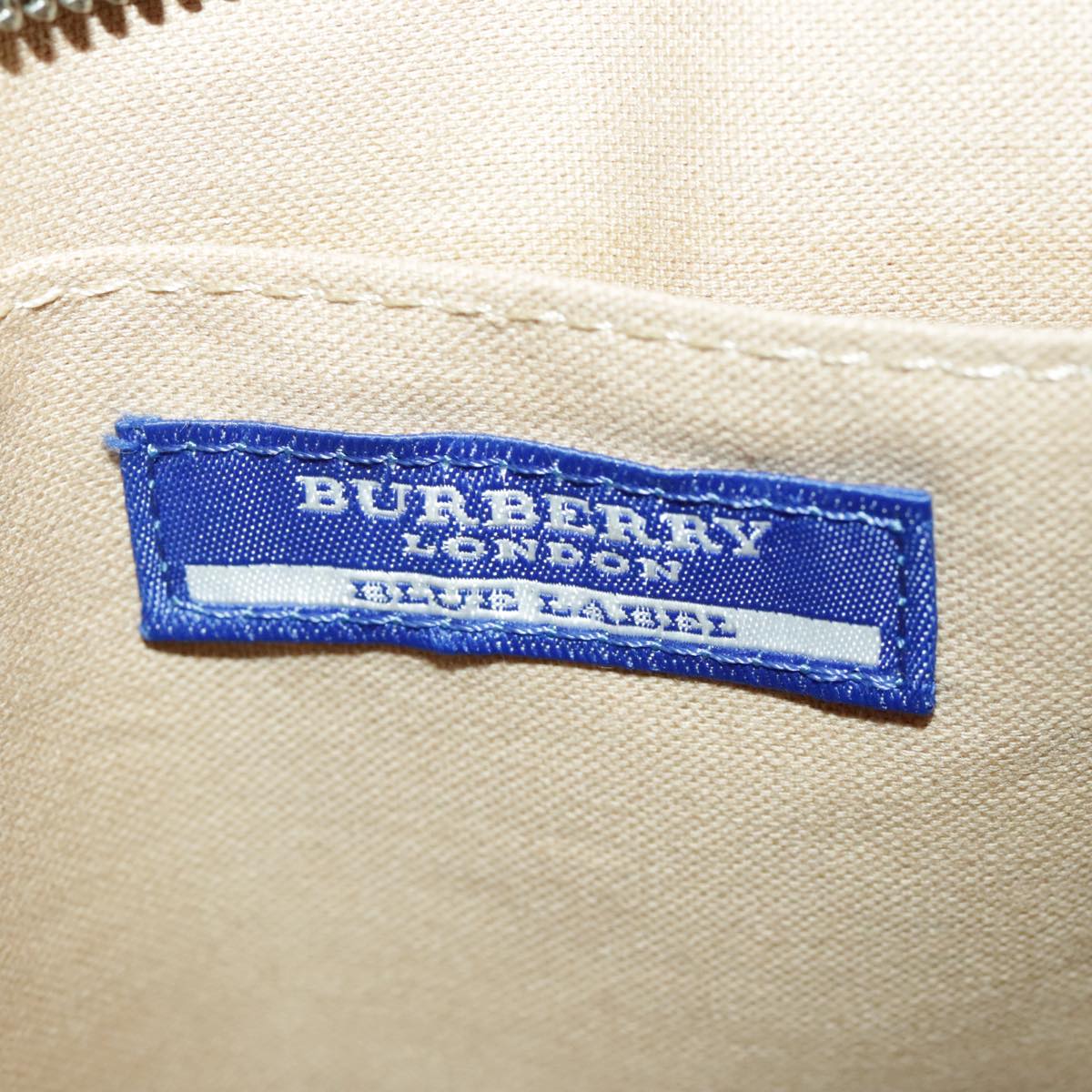 BURBERRY Blue Label Hand Bag Canvas Beige Silver Auth bs19103