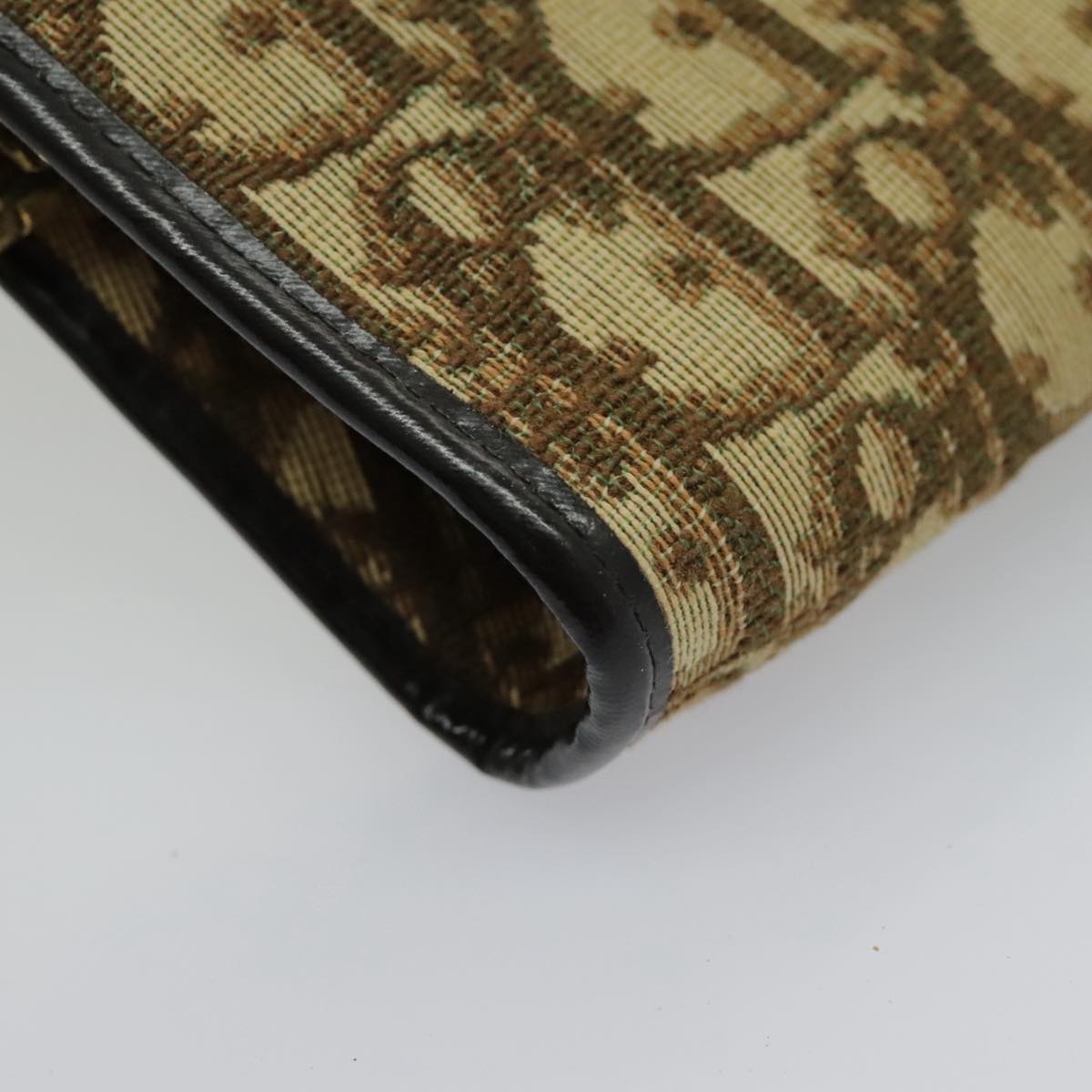 Christian Dior Trotter Canvas Clutch Bag Brown Gold Auth bs19107