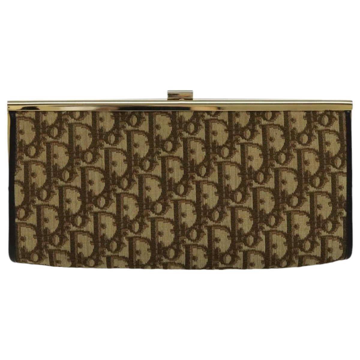 Christian Dior Trotter Canvas Clutch Bag Brown Gold Auth bs19107