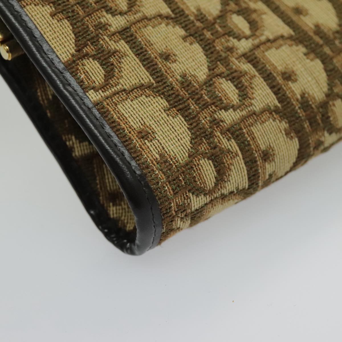 Christian Dior Trotter Canvas Clutch Bag Brown Gold Auth bs19107