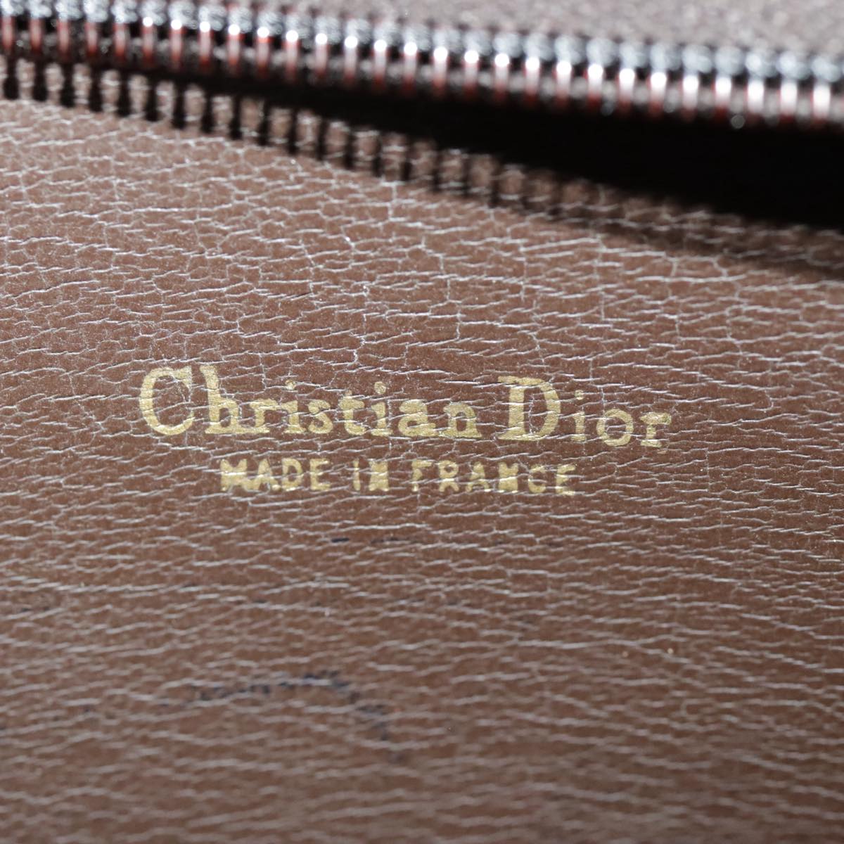 Christian Dior Shoulder Bag Leather Gold Brown Auth bs19108