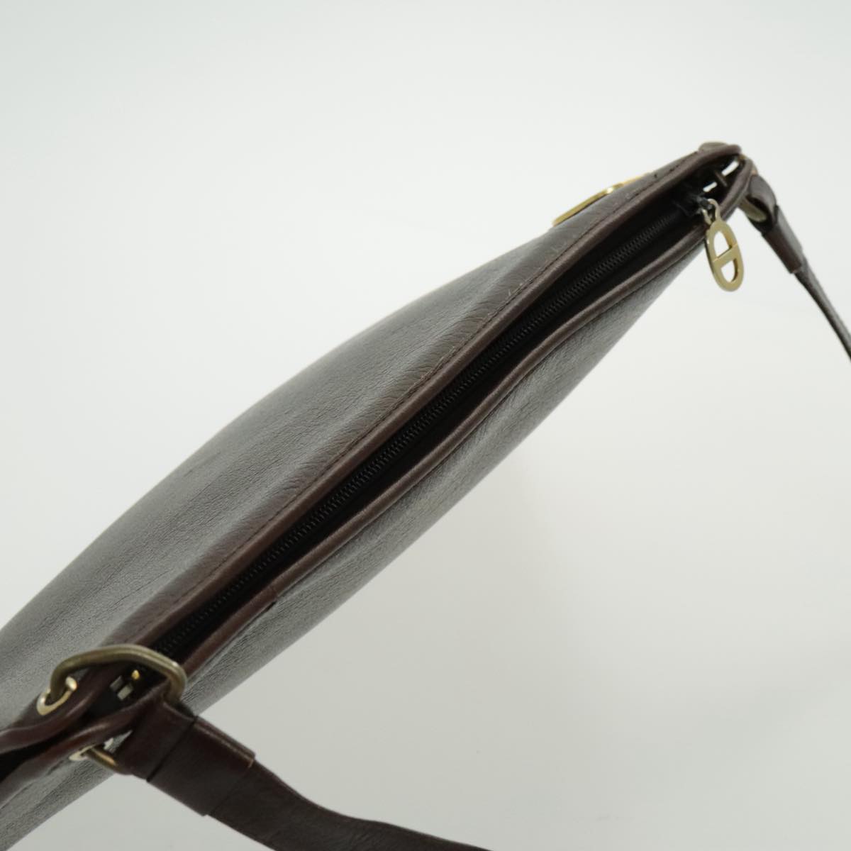 Christian Dior Shoulder Bag Leather Gold Brown Auth bs19108