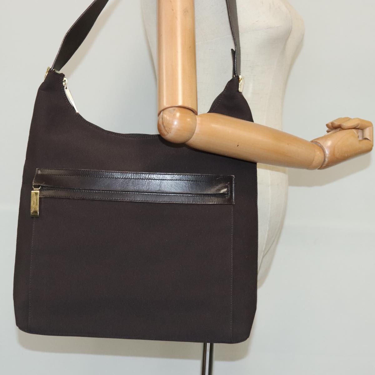 Salvatore Ferragamo Shoulder Bag Canvas Brown Gold Auth bs19110