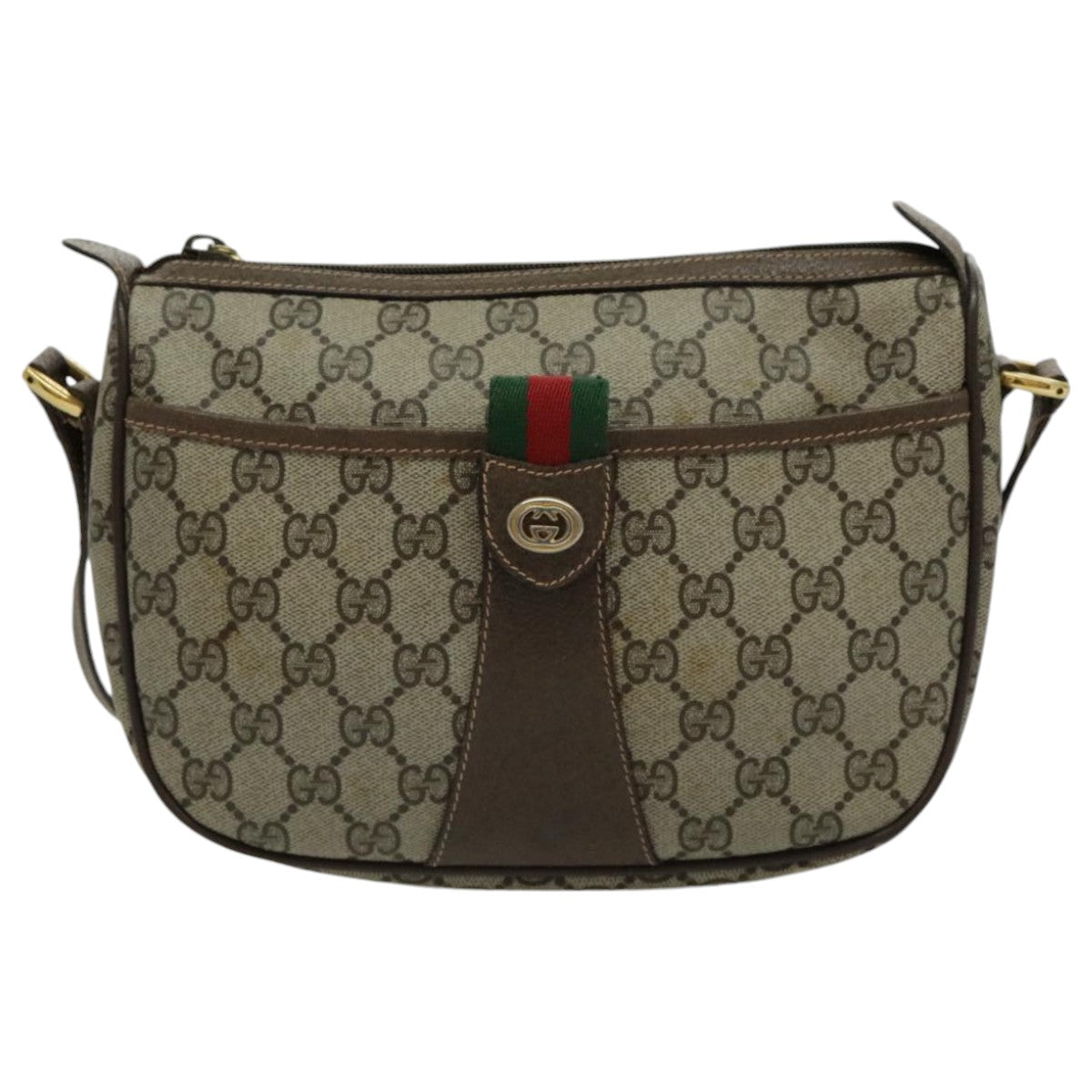 GUCCI GG Supreme Web Sherry Line Shoulder Bag PVC Beige 89 02 032 Auth bs19112