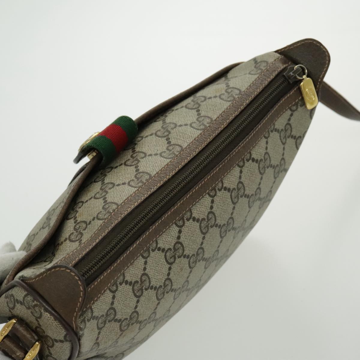 GUCCI GG Supreme Web Sherry Line Shoulder Bag PVC Beige 89 02 032 Auth bs19112