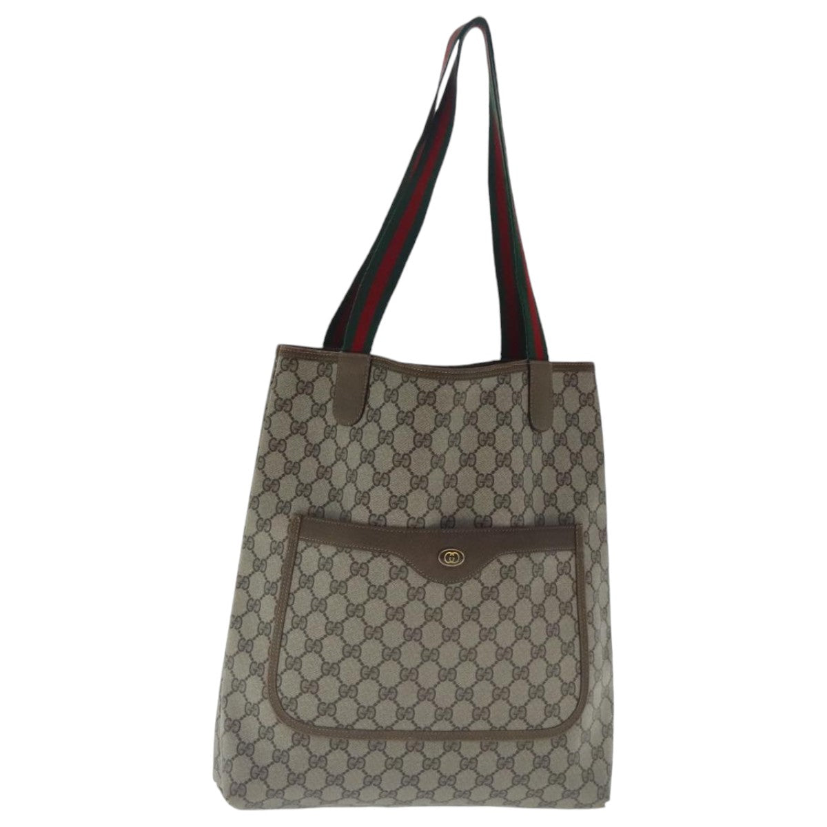 GUCCI GG Supreme Web Sherry Line Tote Bag PVC Beige Red 39 02 003 Auth bs19114