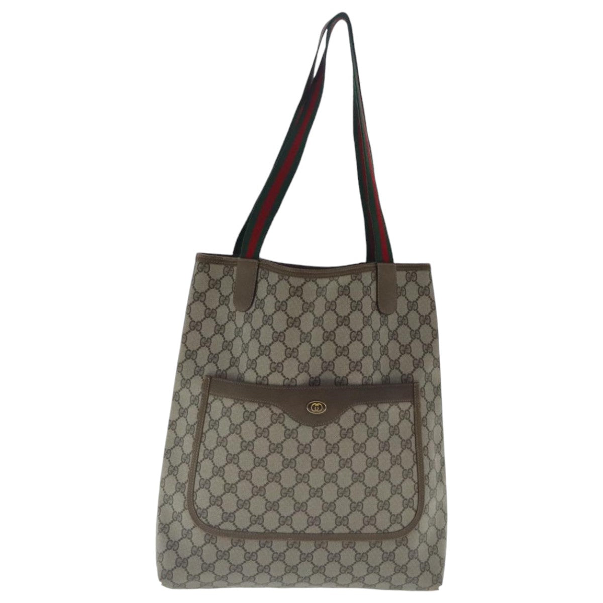 GUCCI GG Supreme Web Sherry Line Tote Bag PVC Beige Red 39 02 003 Auth bs19114 - 0