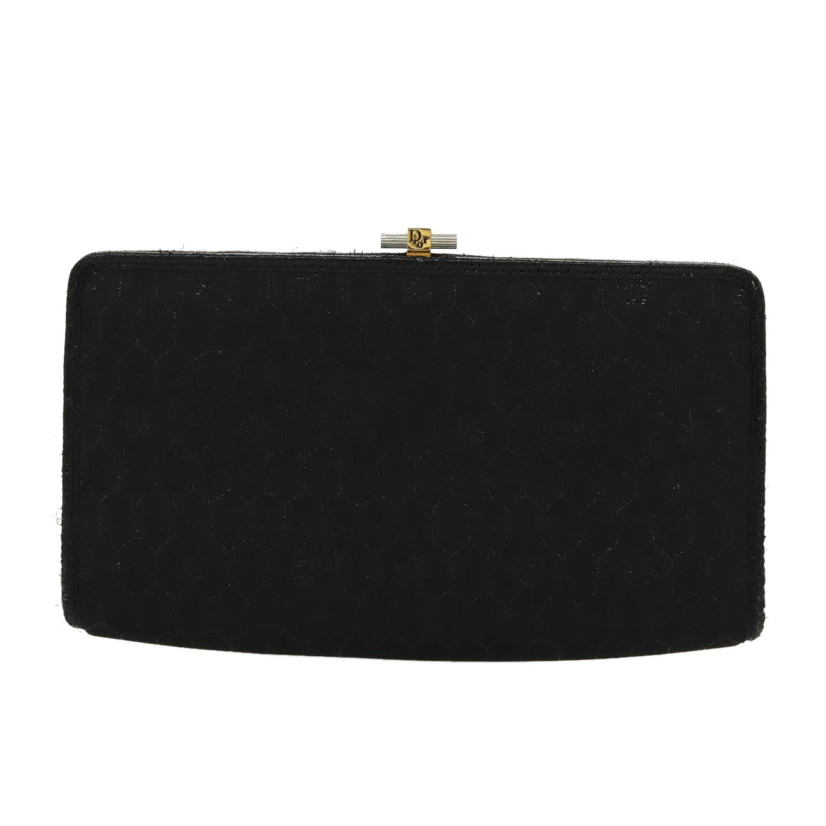 Christian Dior Honeycomb Canvas Clutch Bag Black Gold Auth bs19121 - 0