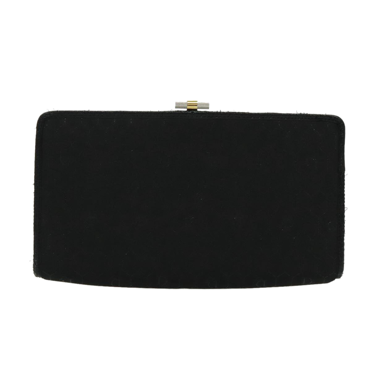 Christian Dior Honeycomb Canvas Clutch Bag Black Gold Auth bs19121