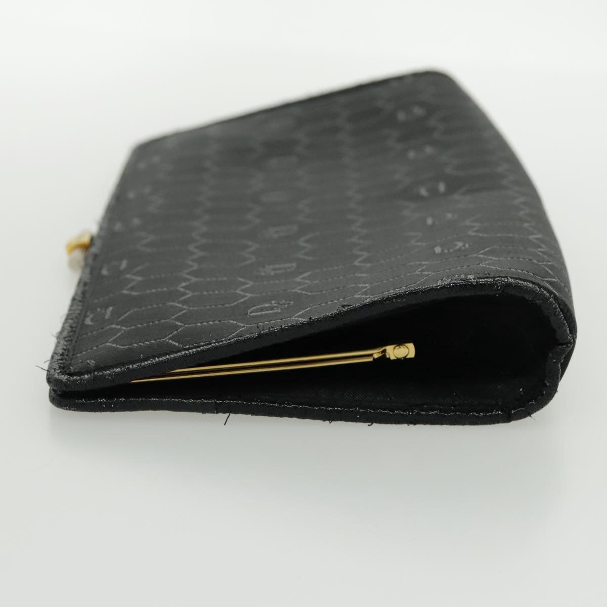 Christian Dior Honeycomb Canvas Clutch Bag Black Gold Auth bs19121