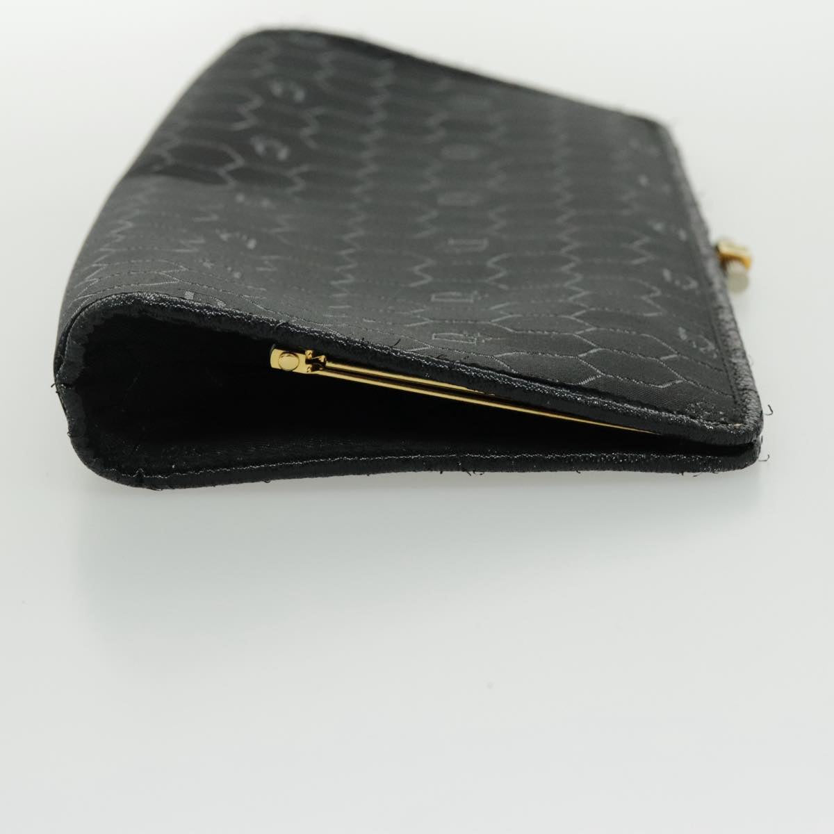 Christian Dior Honeycomb Canvas Clutch Bag Black Gold Auth bs19121